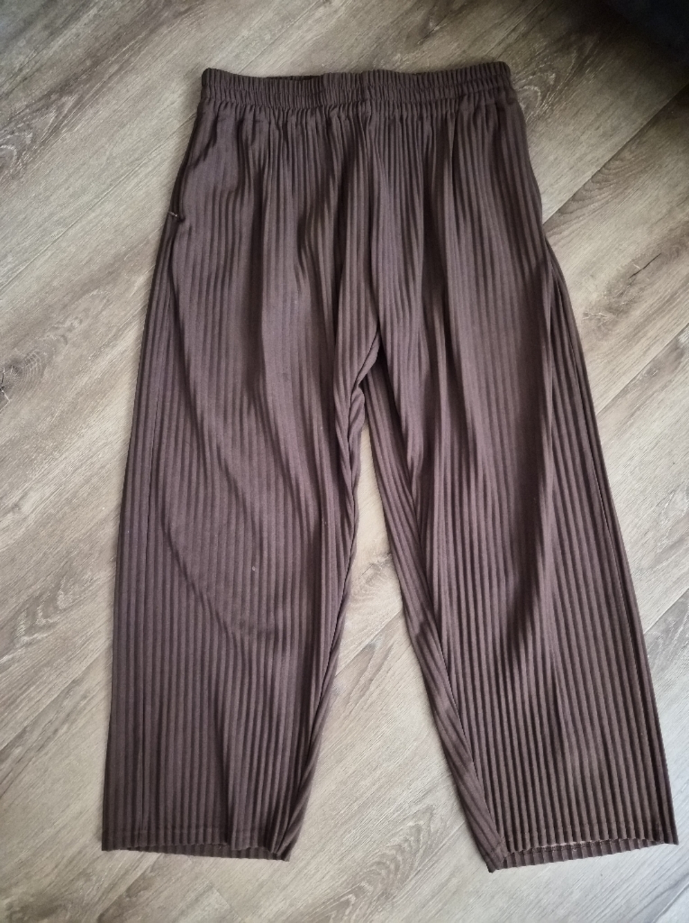Maniere De Voir Brown Pleated Wide-Leg Pull-On Pants XL